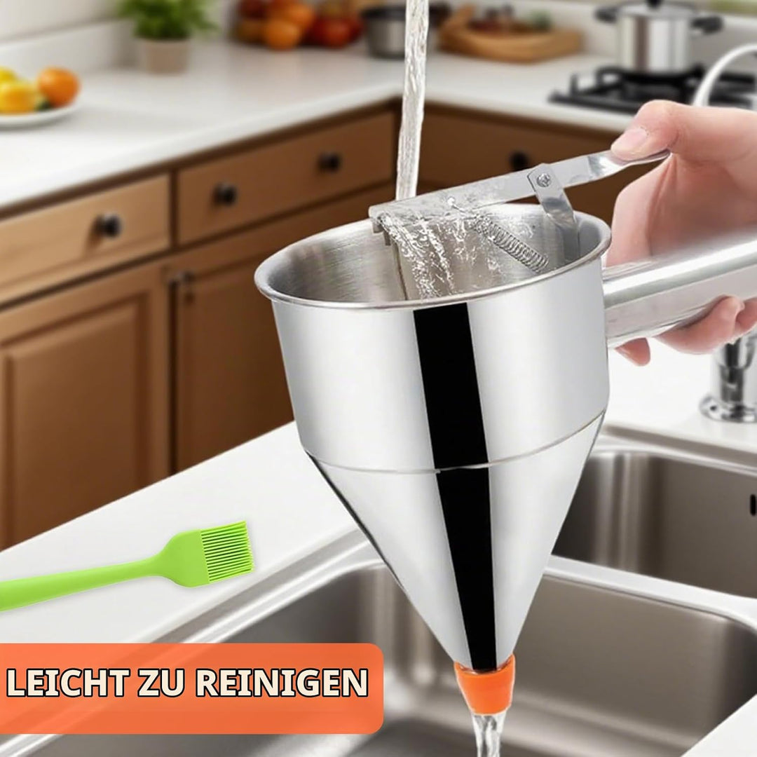 Teigspender Teigportionierer, 1.2L Teigportionierer Edelstahl Pfannkuchen Teigspender eigspender mit