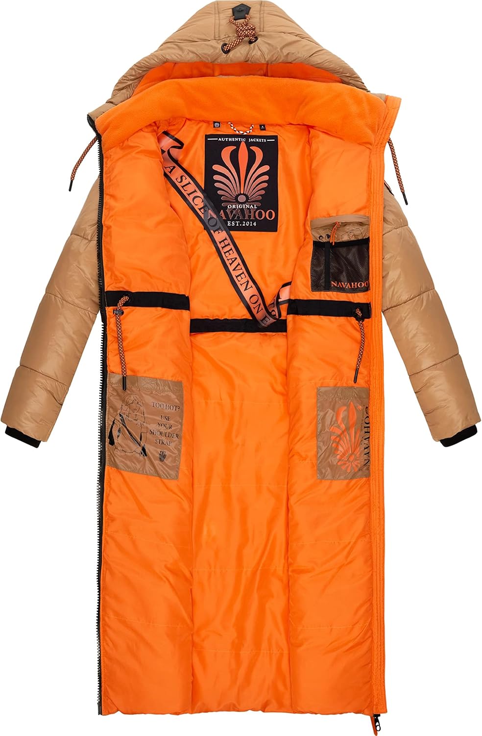 Navahoo Damen Warmer Winter Steppmantel mit Kapuze Schmuseengel XS-XXL XXL Camel, XXL Camel