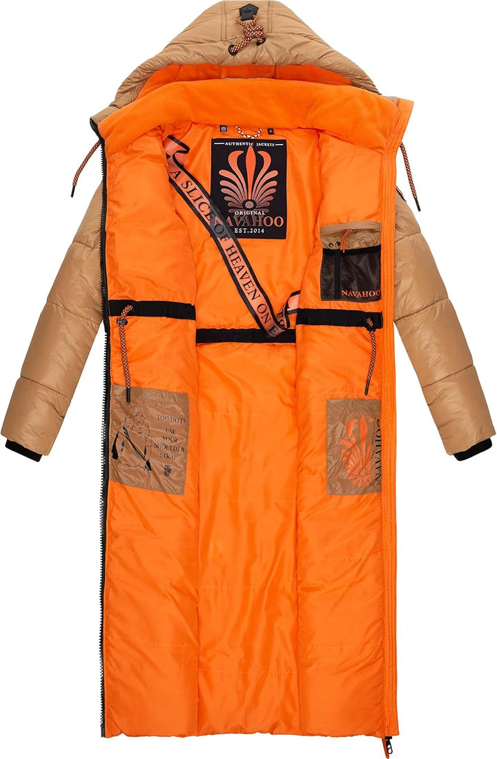 Navahoo Damen Warmer Winter Steppmantel mit Kapuze Schmuseengel XS-XXL XXL Camel, XXL Camel