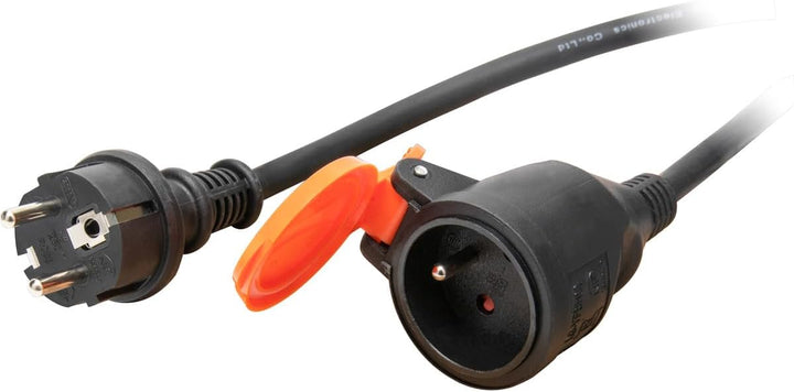 Zenitech - Wasserdichtes Verlängerungskabel 2P+E H07RN-F 3X 1,5mm² 5m mit orangefarbenem Befestigung