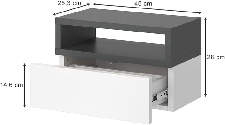 Vicco Nachttisch Urbano, Anthrazit, 45 x 28 cm 2er Set Anthrazit 2er Set, Anthrazit 2er Set