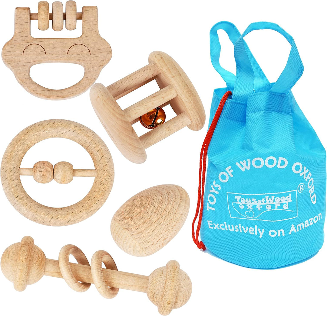 TOWO Holzrasseln Maracas Babyspielzeug 6 Monate - Bio-Öko Kleinkinder Greifen Zahnen Natürliches Mus