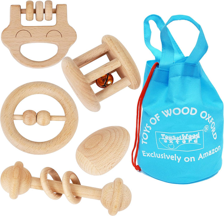 TOWO Holzrasseln Maracas Babyspielzeug 6 Monate - Bio-Öko Kleinkinder Greifen Zahnen Natürliches Mus