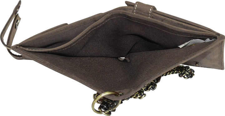 Harrys-Collection Herren Geldbörse mit Wolf Motiv aus hochwertigem Leder + RFID mit Kette Vintage Lo