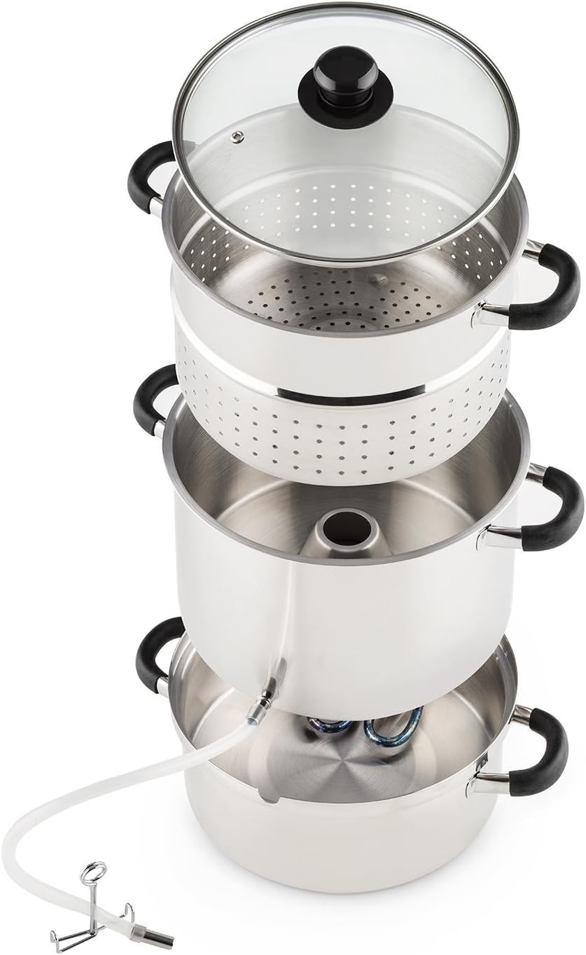 Klarstein Applebee - Elektrischer Dampfentsafter, Edelstahl Fruchtentsafter, 1500 W starkes Heizelem