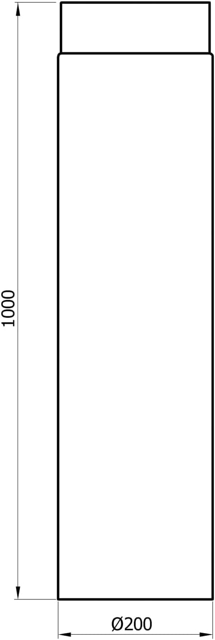 raik Rauchrohr/Ofenrohr 200 mm Durchmesser 1000 mm Länge Stahlblech 2 mm Schwarz SH002-200-sw