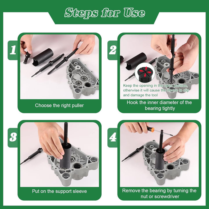 12PCS Motorcycle Inner Bearing Puller Kit, 5 Collets 9-23mm, Blind Hole Bearing Removal Tool Set wit