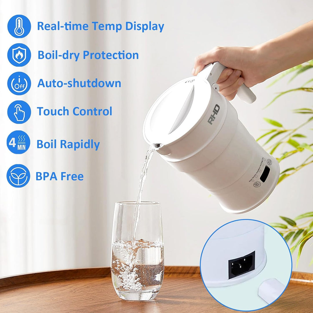 Faltbarer Reisewasserkocher Klein, Smart Camping Wasserkocher, 0.7L Tragbarer Heisswasserkocher mit