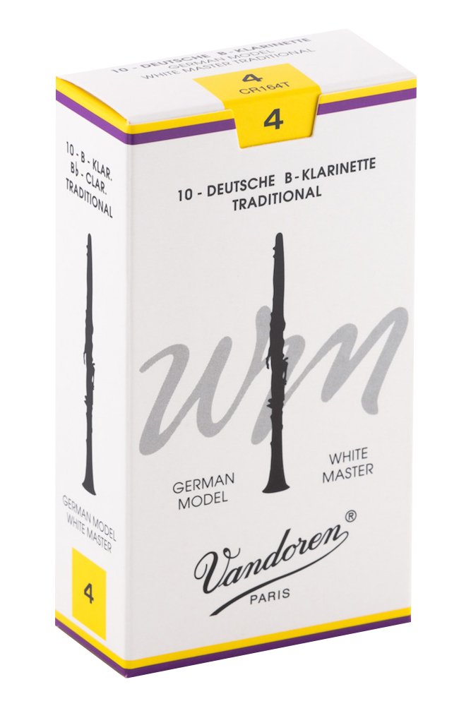 Vandoren CR164T Bb Clarinet White Master Traditional Reeds Strength 4; Box of 10 Stärke, 4 Single, S