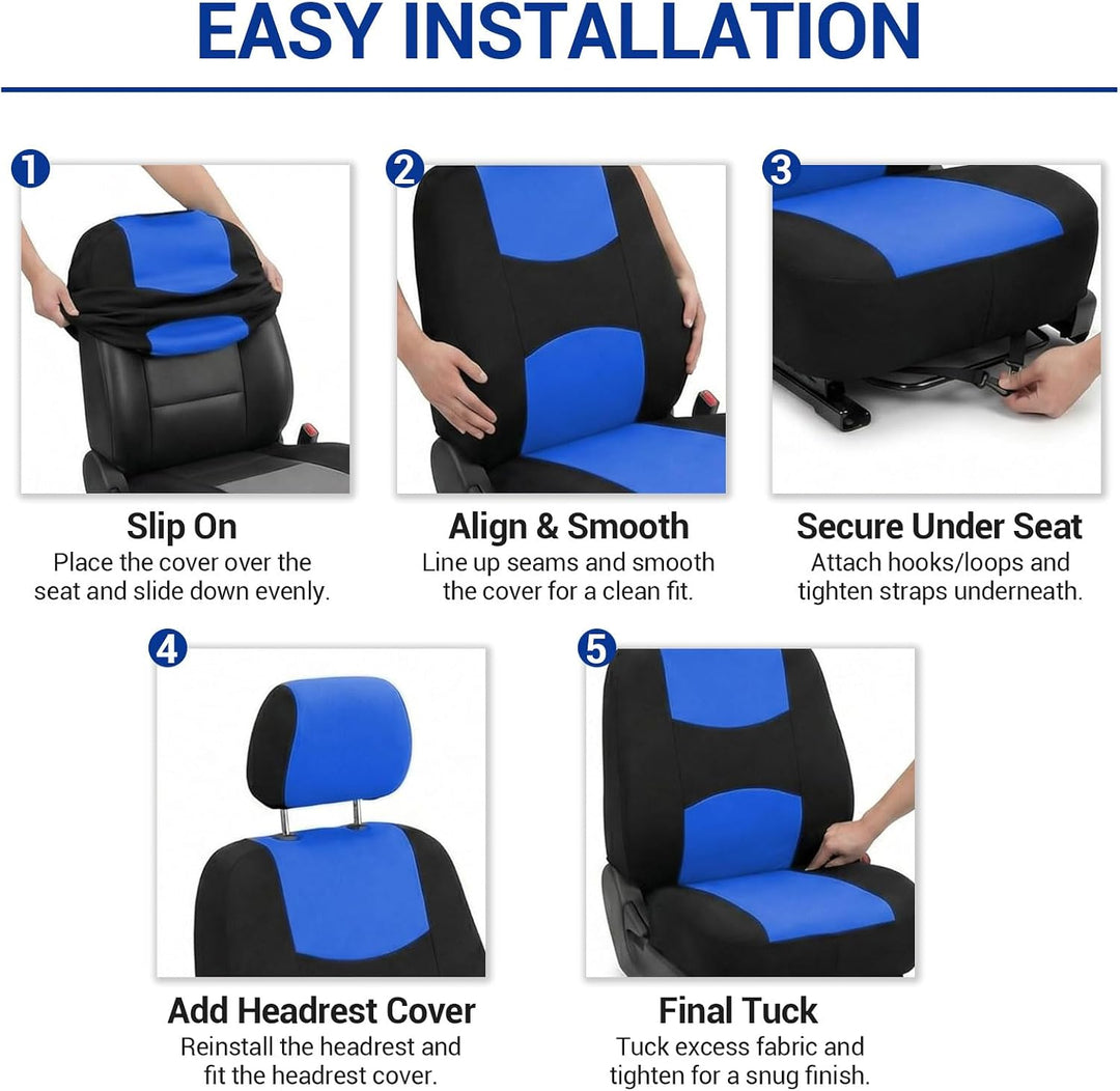 5-Sitze Universal Autositzbezüge, Sitzbezüge Auto,Schonbezüge für Autositze Blau, Blau