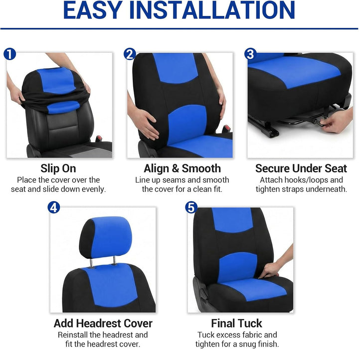 5-Sitze Universal Autositzbezüge, Sitzbezüge Auto,Schonbezüge für Autositze Blau, Blau