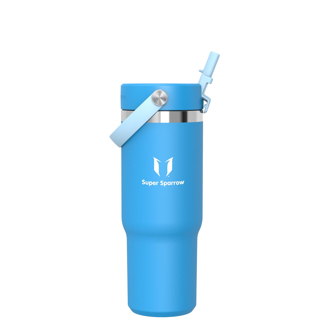 Sparrow Trinkflasche Edelstahl - Twistpath Thermosflasche mit Flex-Strohhalmdeckel - 900ml - BPA-fre
