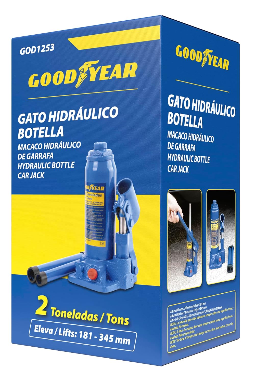 GOODYEAR GOD1253 2 Tonnen Flasche Katze STEMPELWAGENHEBER 2 TONNEN, STEMPELWAGENHEBER 2 TONNEN