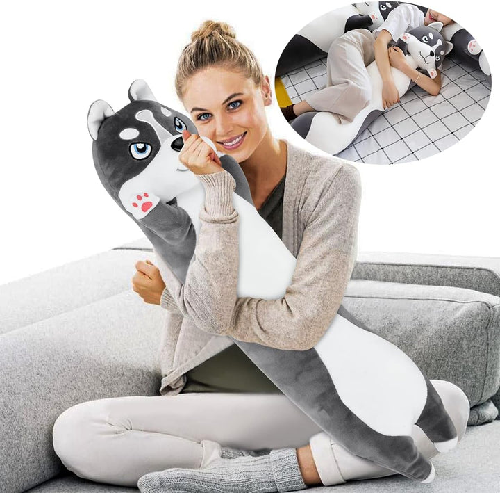 LEcylankEr Husky Kuscheltier 50/70/90/110 cm Weicher Kuscheltier Hund, Hunde Plüschtier Kissen, Husk
