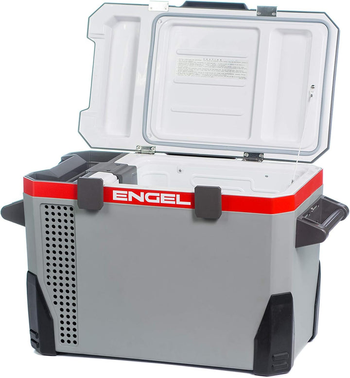 Engel SAWMR040F-G3 Kühlbox MR040 12/24/230V, Hellgrau - Dunkelgrau - Roter Streifen