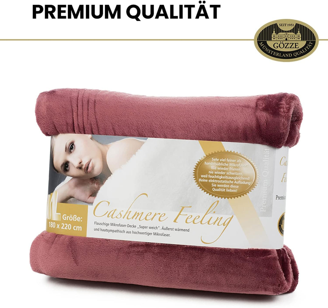 Gözze Premium Cashmere-Feeling Wohn- und Kuscheldecke, 180 x 220 cm, Beere, 40128-40-180220 Beere 18
