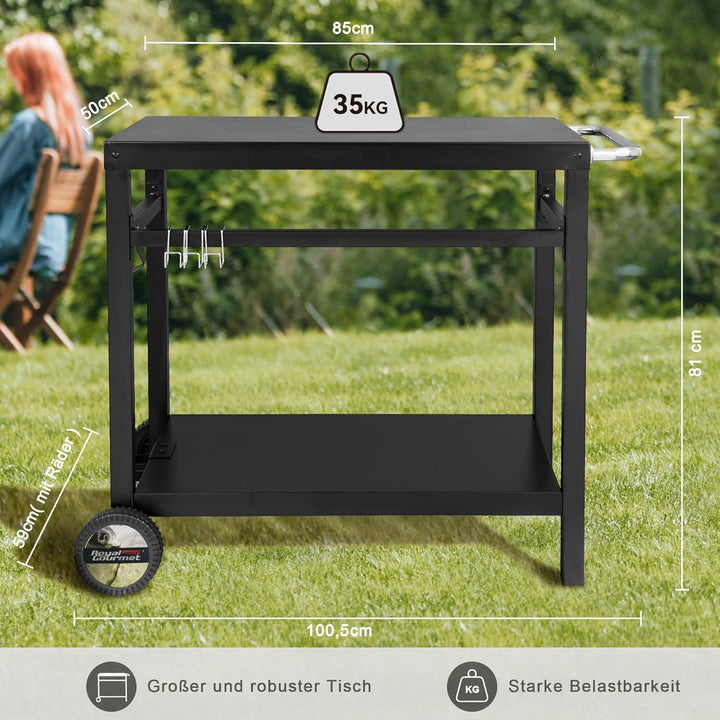 Royal Gourmet Grillwagen Grilltisch Outdoor Beistelltisch Garten Trolley Outdoorküche Multifunktione