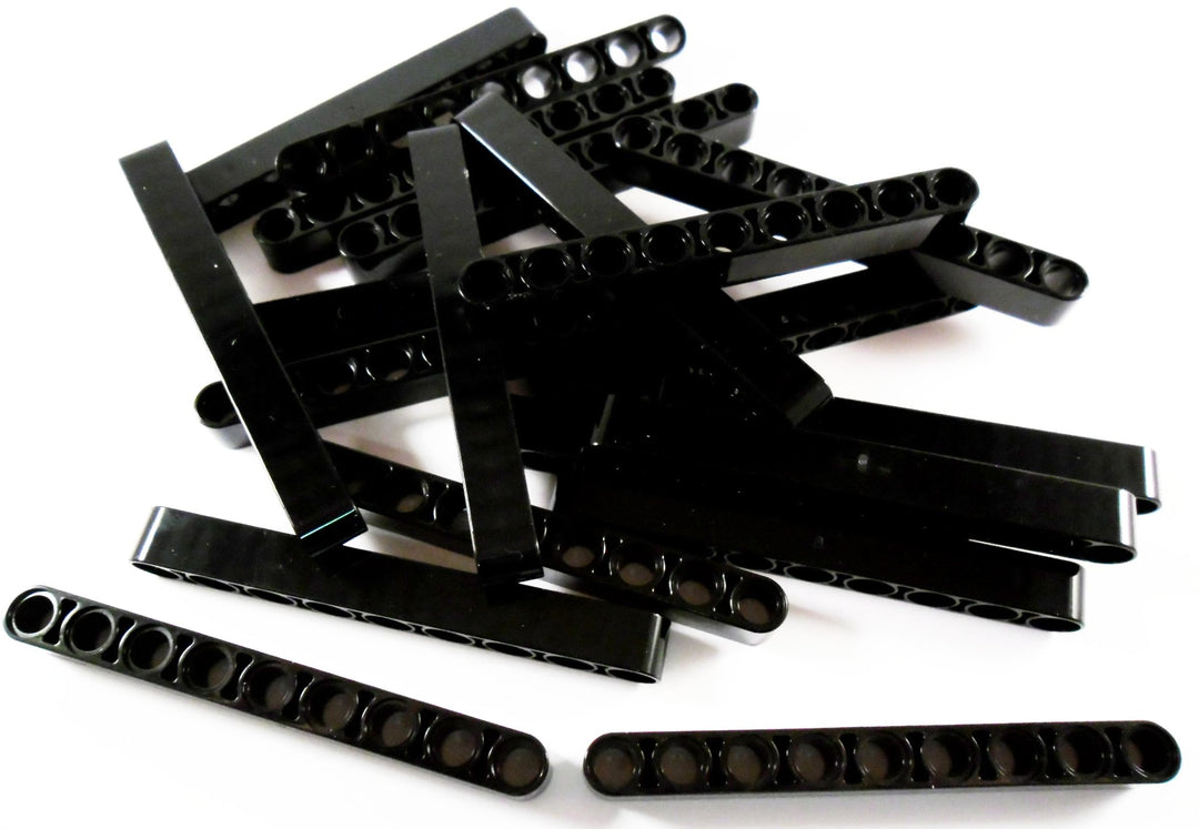 20 Stück LEGO TECHNIC "Liftarm 1x9 Noppen" in Schwarz.