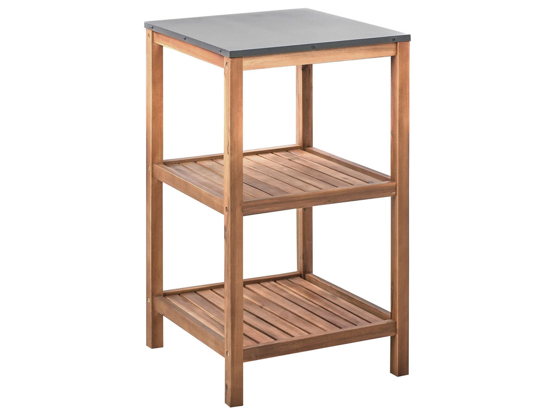 Beliani Outdoor-Kücheninsel Akazienholz braun schmal 50x50x83 cm mit Regalen Brucoli