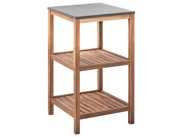 Beliani Outdoor-Kücheninsel Akazienholz braun schmal 50x50x83 cm mit Regalen Brucoli