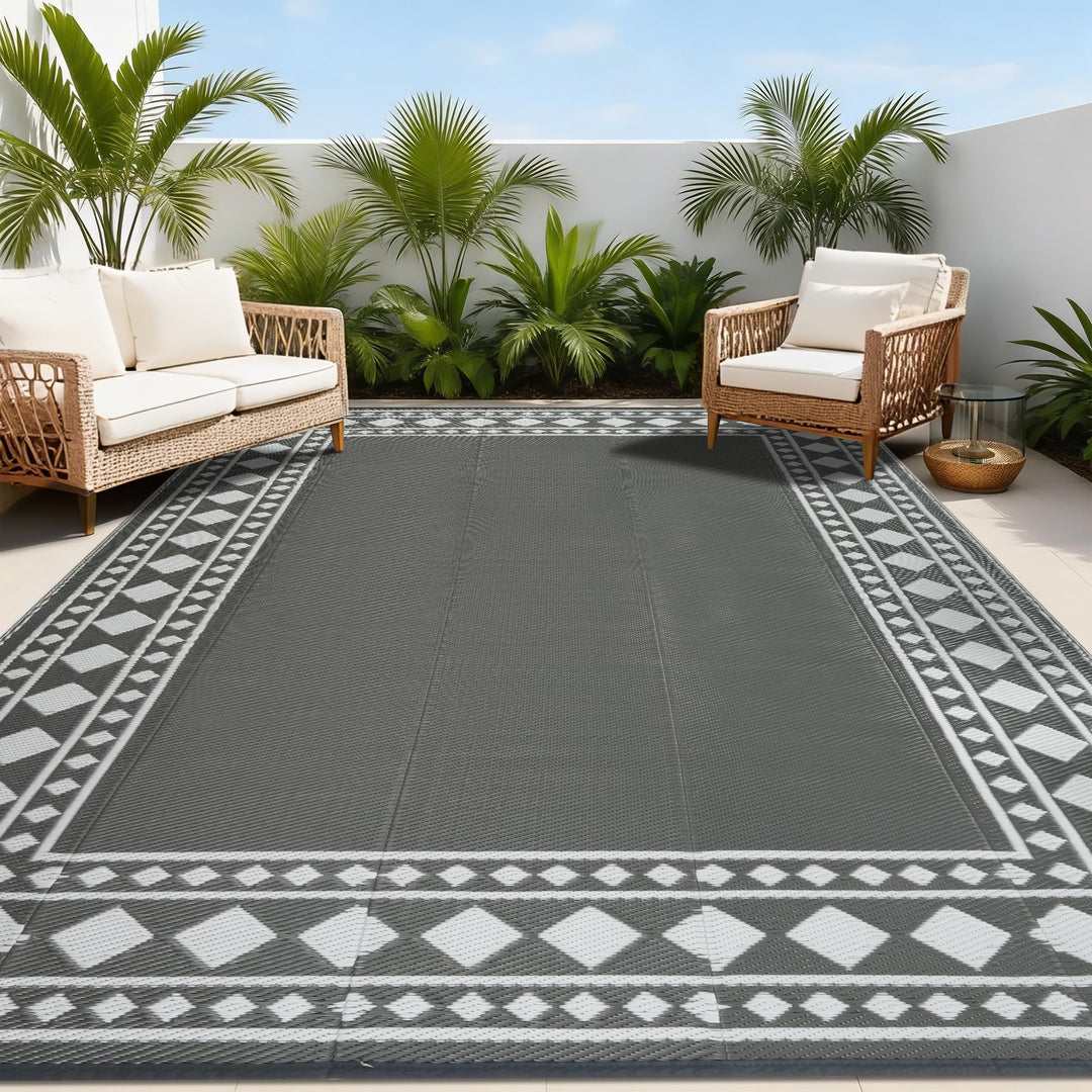 Outdoor Teppich Wetterfest 120x180cm Wendbarer Balkon Teppich Wasserdurchlässig Vorzeltteppich Outdo