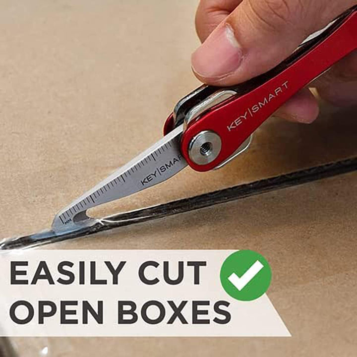 KeySmart MultiTool - 5-in-1 Mehrzweck-Schlüsselanhängerwerkzeug mit Kastenschneider, Lineal, Hebelst