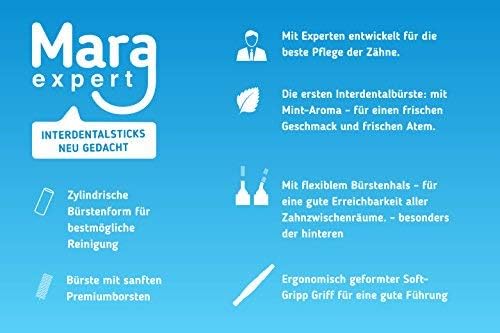 Interdentalbürsten 0,7 mm von MARA EXPERT | ISO 4 mittel breit | 6 x 32 Interdentalbürsten Gelb | Id
