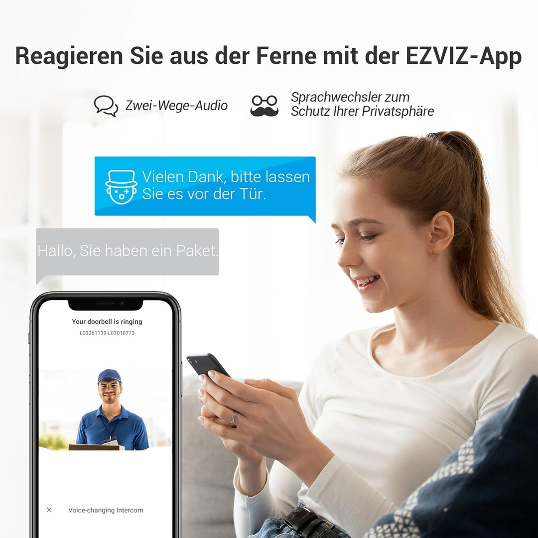 EZVIZ Akku Video Türsprechanlage mit Solarpanel, 2K Gegensprechanlage mit Kamera, 7" Farb-Touchscree