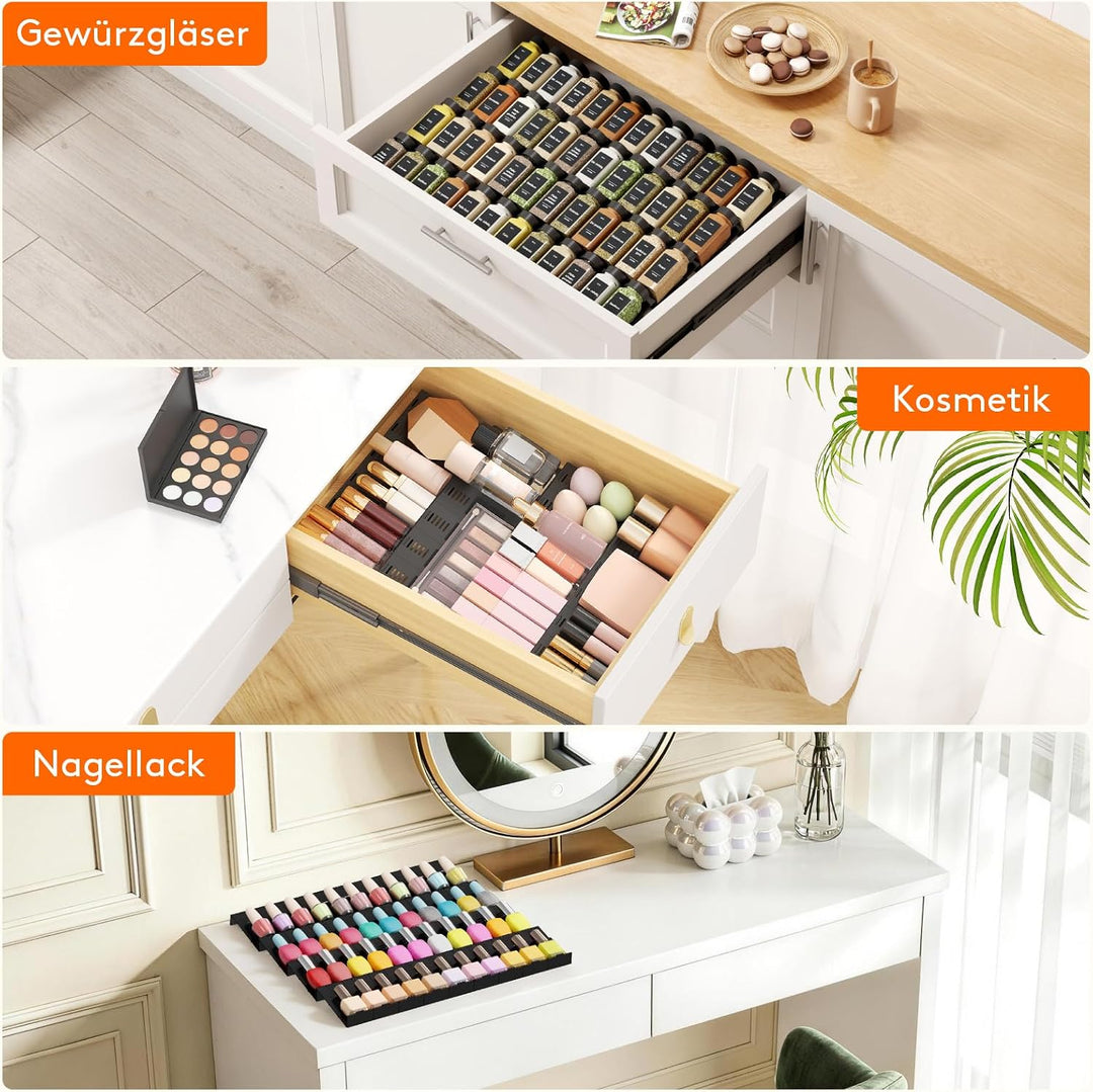 Lifewit Gewürzregal Schublade 48 Stück, Verstellbarer Gewürz Organizer für Alle Schubladen, Kombinie