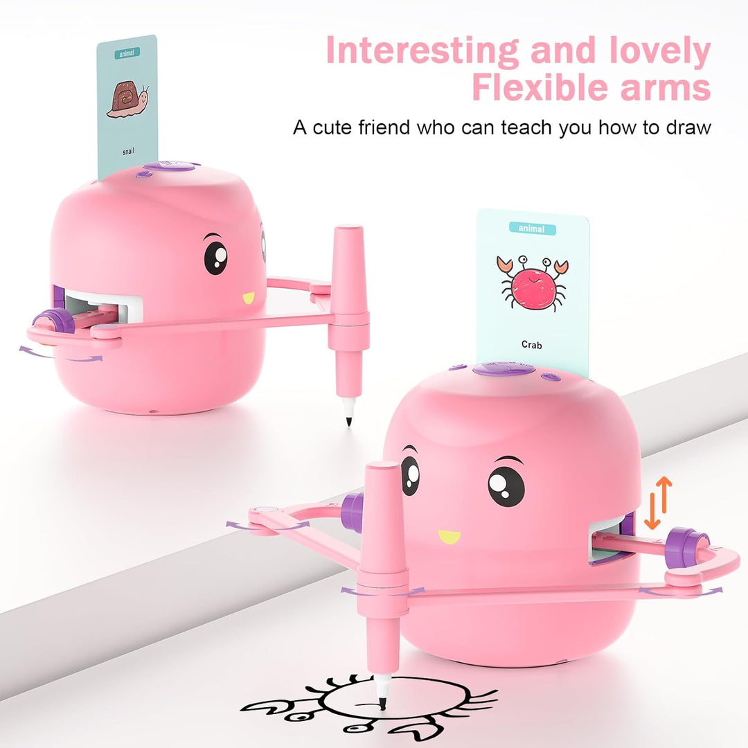 Drawing Robot for Kids,Montessori Educational Painting Toy for 5+ with Voice Interaction&16 Color Pe