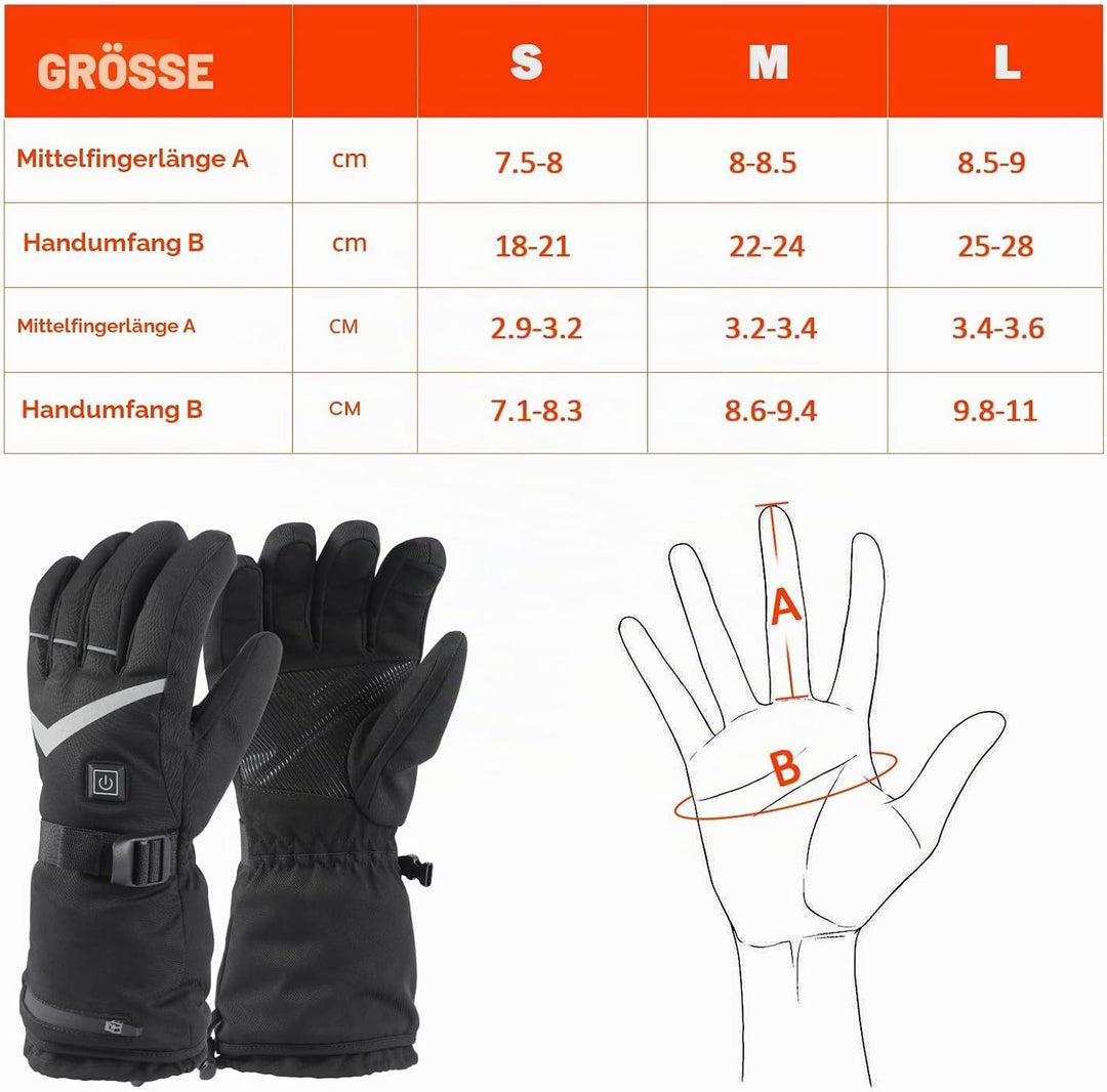 Beheizbare Handschuhe Herren Damen,Beheizte Handschuhe mit 7.4V/2×5000mAh Wiederaufladbare Akkus, 4