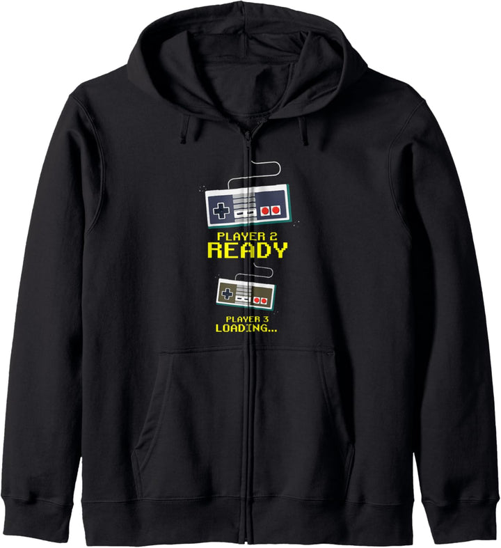 New Parent Announcement - Player 2 Ready And 3 Loading Gamer Kapuzenjacke