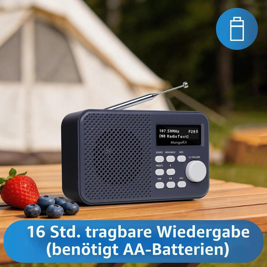 MD2 PLUS Tragbares DAB/DAB+/UKW Digitalradio,Bluetooth-Streaming,40 Speicherplätze,Klares Display,Ko