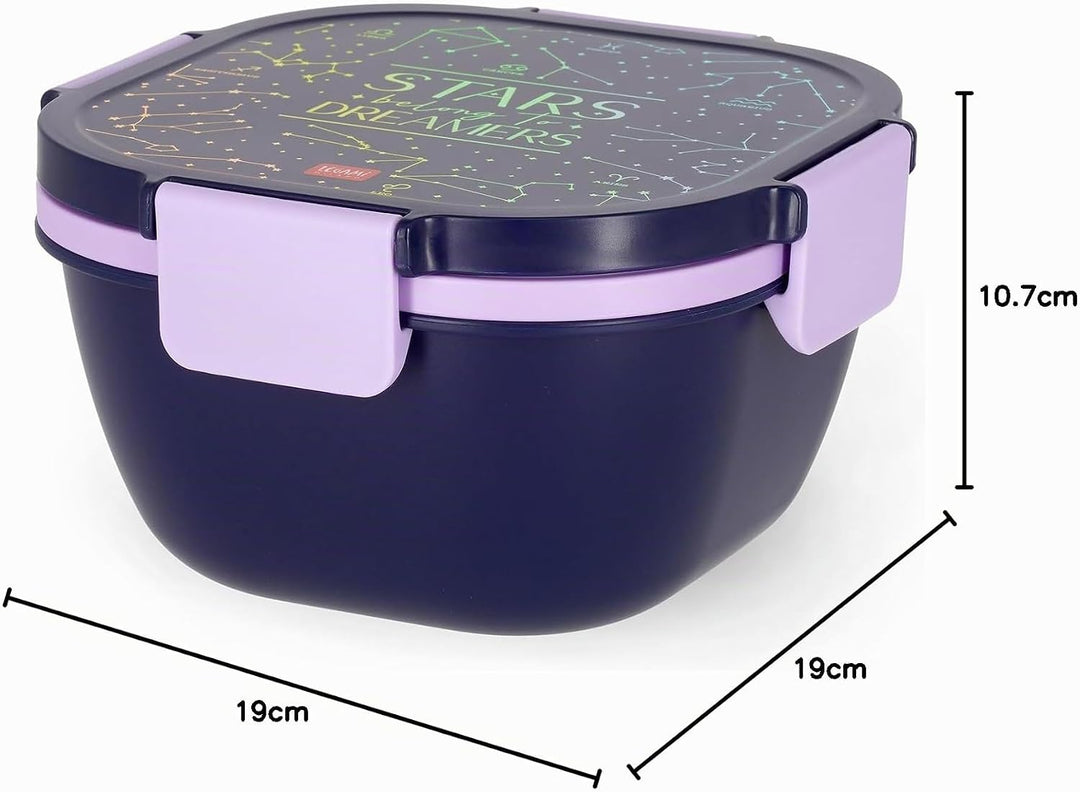 LEGAMI – Lunchbox, Stars, 1 Gabel, 1 Tablett mit Fächern, 1 herausnehmbarer Gewürzbehälter inklusive