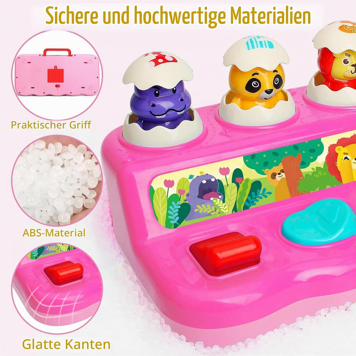 Baby Spielzeug ab 1 Jahr Mädchen, Pop up Baby Montessori Spielzeug 6 8 9 10 12 Monate mit Musik &amp; Li