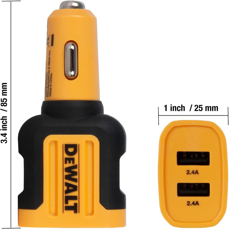 DEWALT 2-Port Mobile USB Charger, 24W Schwarz/gelb, Schwarz/gelb