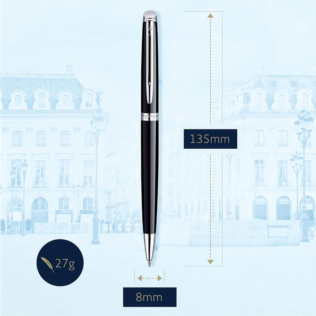Waterman Hémisphère Kugelschreiber | Hochglänzend Schwarz mit Chromzierteile | Mittlere Spitze | Bla