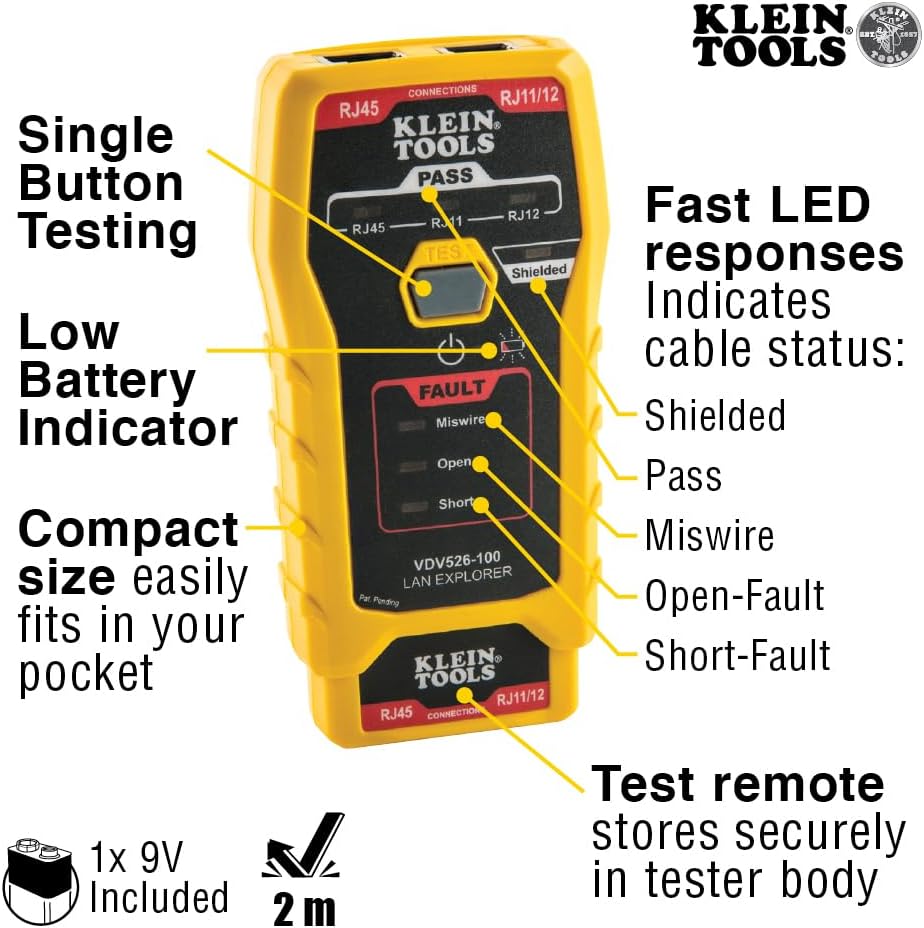 RJ45 Ethernet Cable Tester and Crimper Kit, Pass-Thru Technology, Includes Connectors for Cat5e / CA