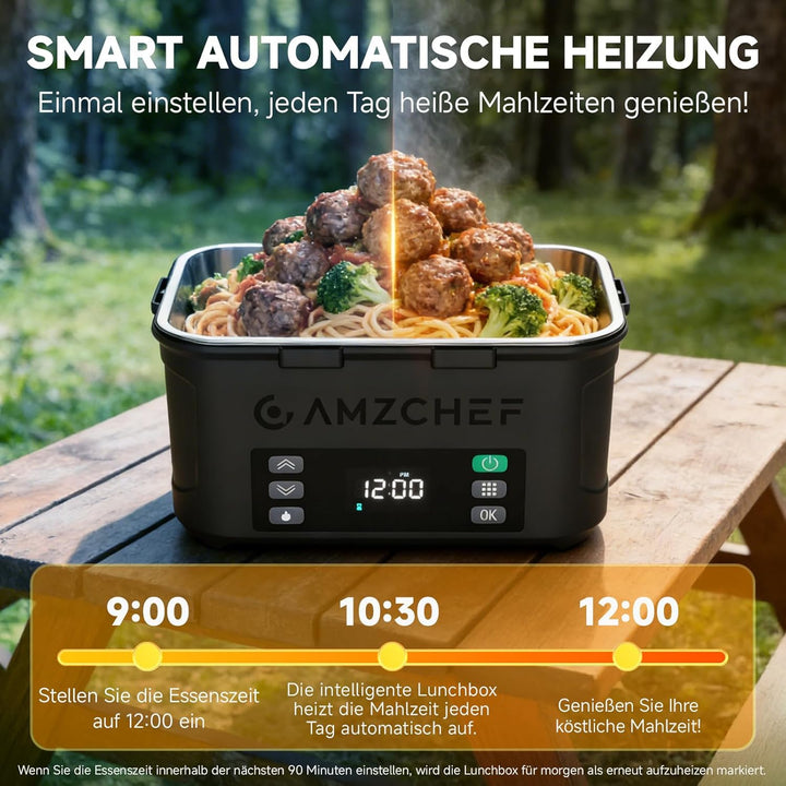 AMZCHEF Elektrische Lunchbox mit 27000 mAh Akku - Tragbare 1.5L Beheizbare Lunchbox mit 5-seitiger E