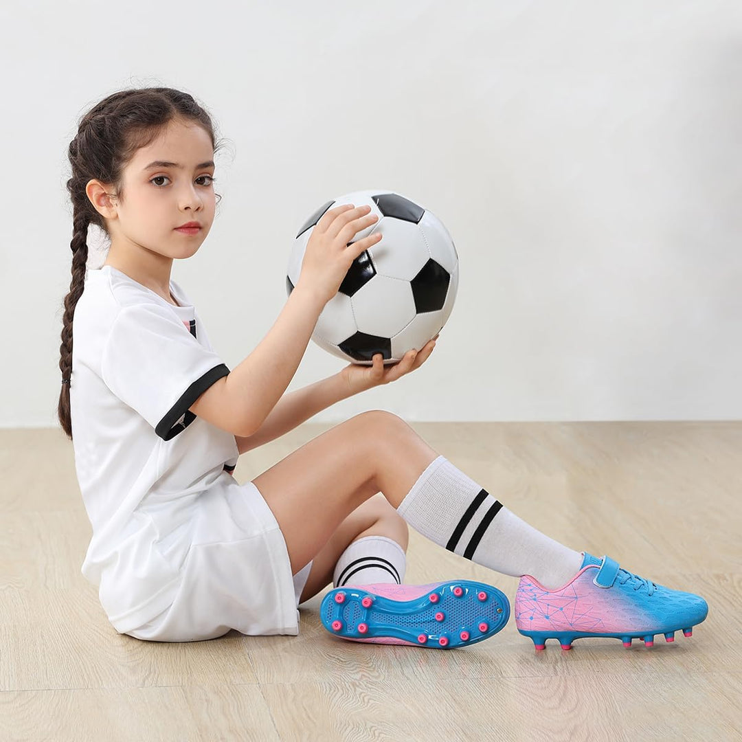 JABASIC Kids Firm Ground Fussballschuhe Jungen Mädchen Sportliche Fussballschuh 27 EU Fuchsia Schwar