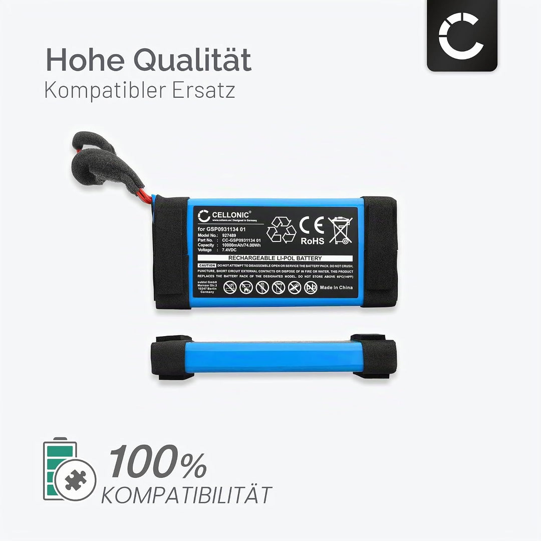 CELLONIC, Lautsprecherakku kompatibel mit JBL Boombox 1 (10000mAh, 7.4V) Ersatzakku GSP0931134 01