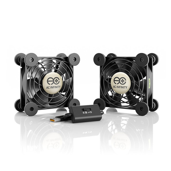 AC Infinity MULTIFAN S5, Leiser Dual-USB-Ventilator, 80mm, UL-zertifiziert, für Receiver, DVR, Plays