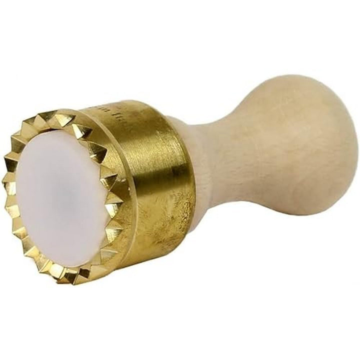 Ravioli Former | Praktischer Ravioli-Ausstecher aus Runde Messing 50 mm mit Holzgriff und Auswerfer