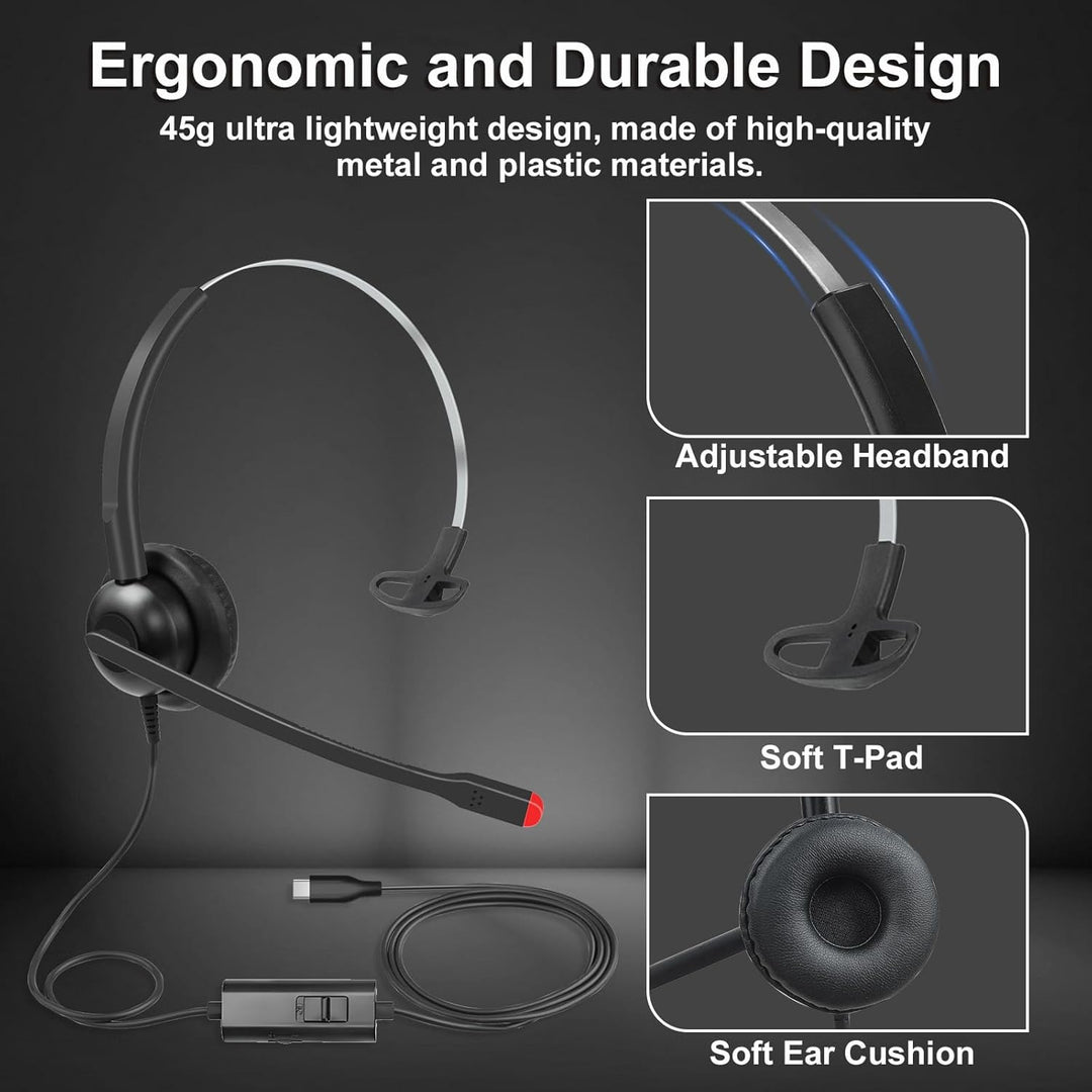Callez USB-C Headset mit Mikrofon Noise Cancelling, Kabelgebundene Typ-C Kopfhörer für iPhone 17/16/