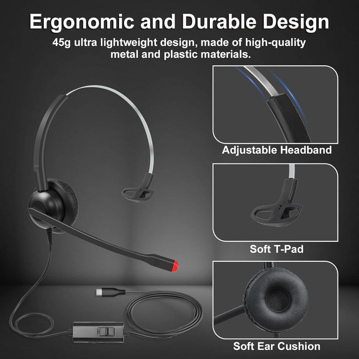Callez USB-C Headset mit Mikrofon Noise Cancelling, Kabelgebundene Typ-C Kopfhörer für iPhone 17/16/