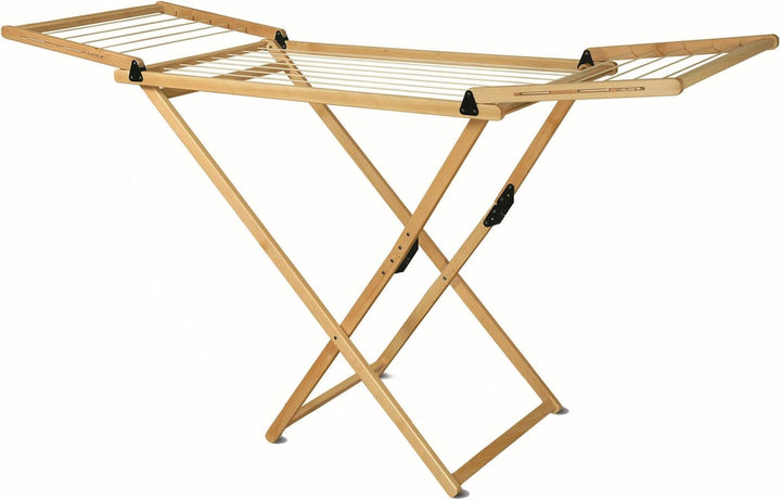 del Fabbro 3020 Wäscheständer zusammenklappbar, Buche Natur lackiert,