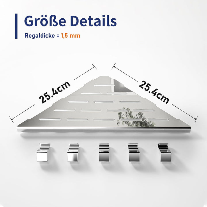 Eck-Duschregal Edelstahl 304,Eckregal Dusche für geflieste Wände | 25,4 cm Duschablage Ecke für Badr