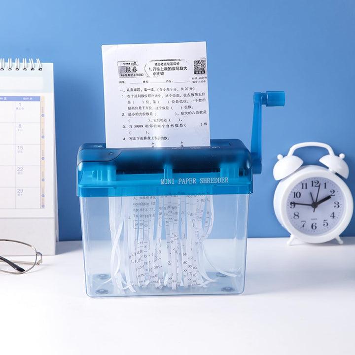 Mini-Aktenvernichter, manuell, für Papier, Aktenvernichter mit Kurbel, Format A6, 1 l, für Büro, Sch