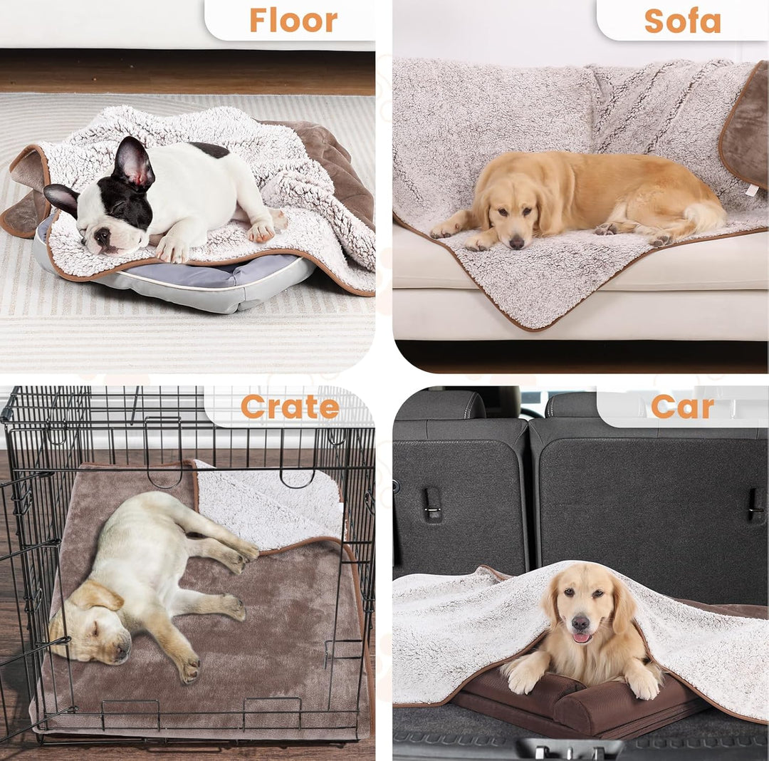 PETTOM Hundedecke Wasserdicht, Hundedecke Flauschig aus Sherpa Fleece, Hunde Decke Sofaschutz, Katze