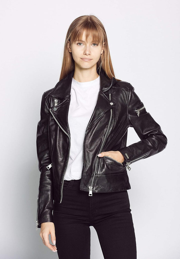 MAZE Damen Lederjacke 42020126B S Schwarz, S Schwarz